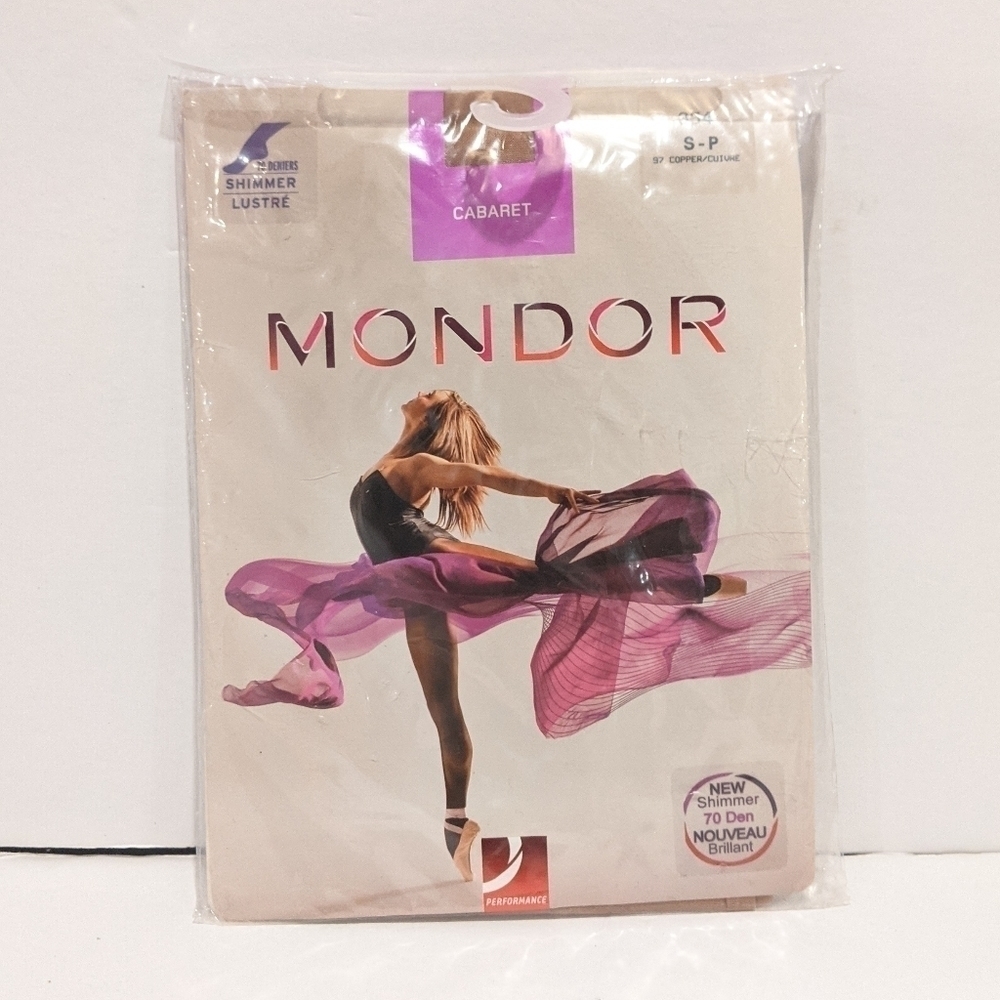 2/$20 Mondor Cabaret shimmer tights small copper